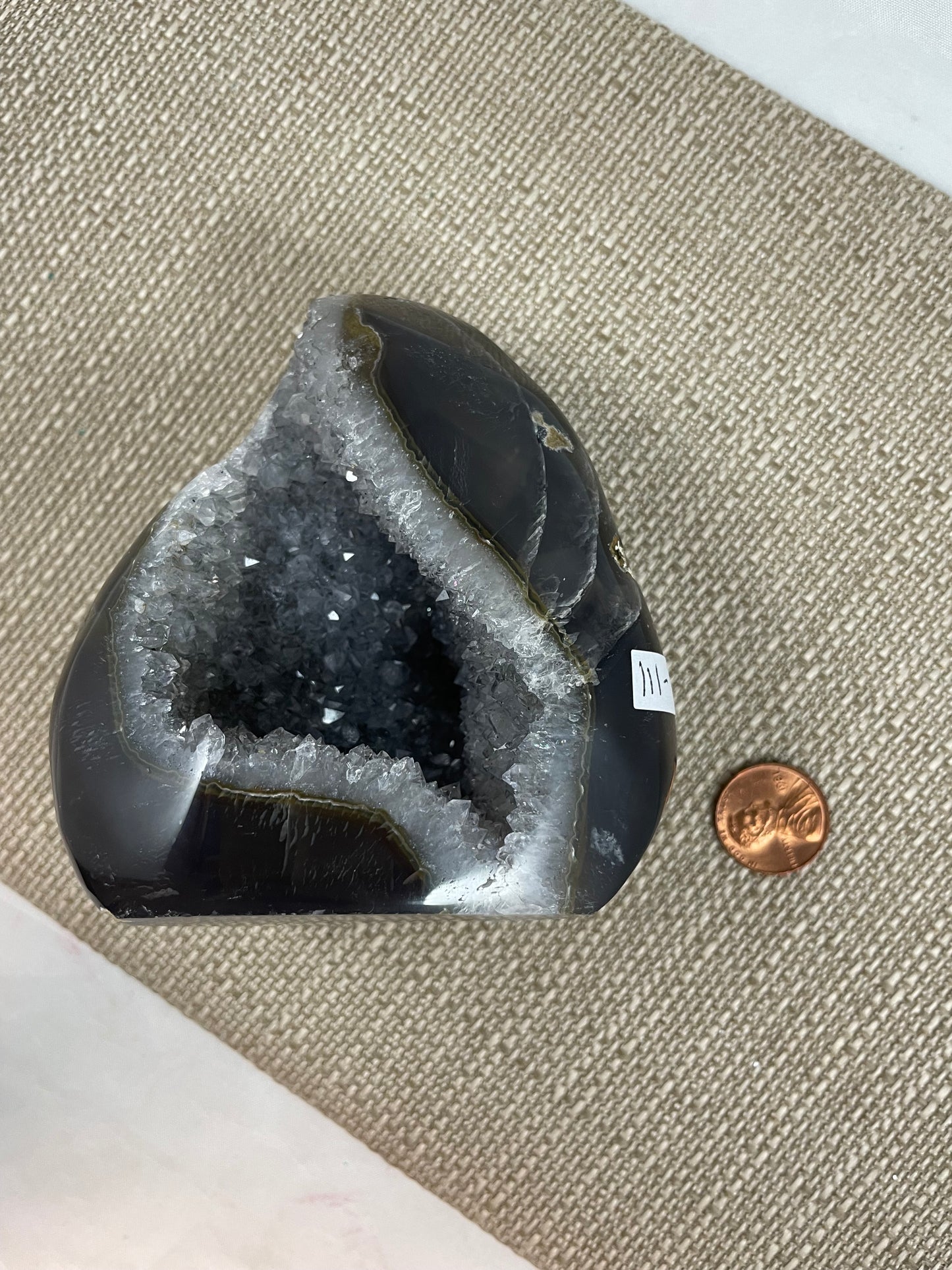 Black Agate with Quartz Geode