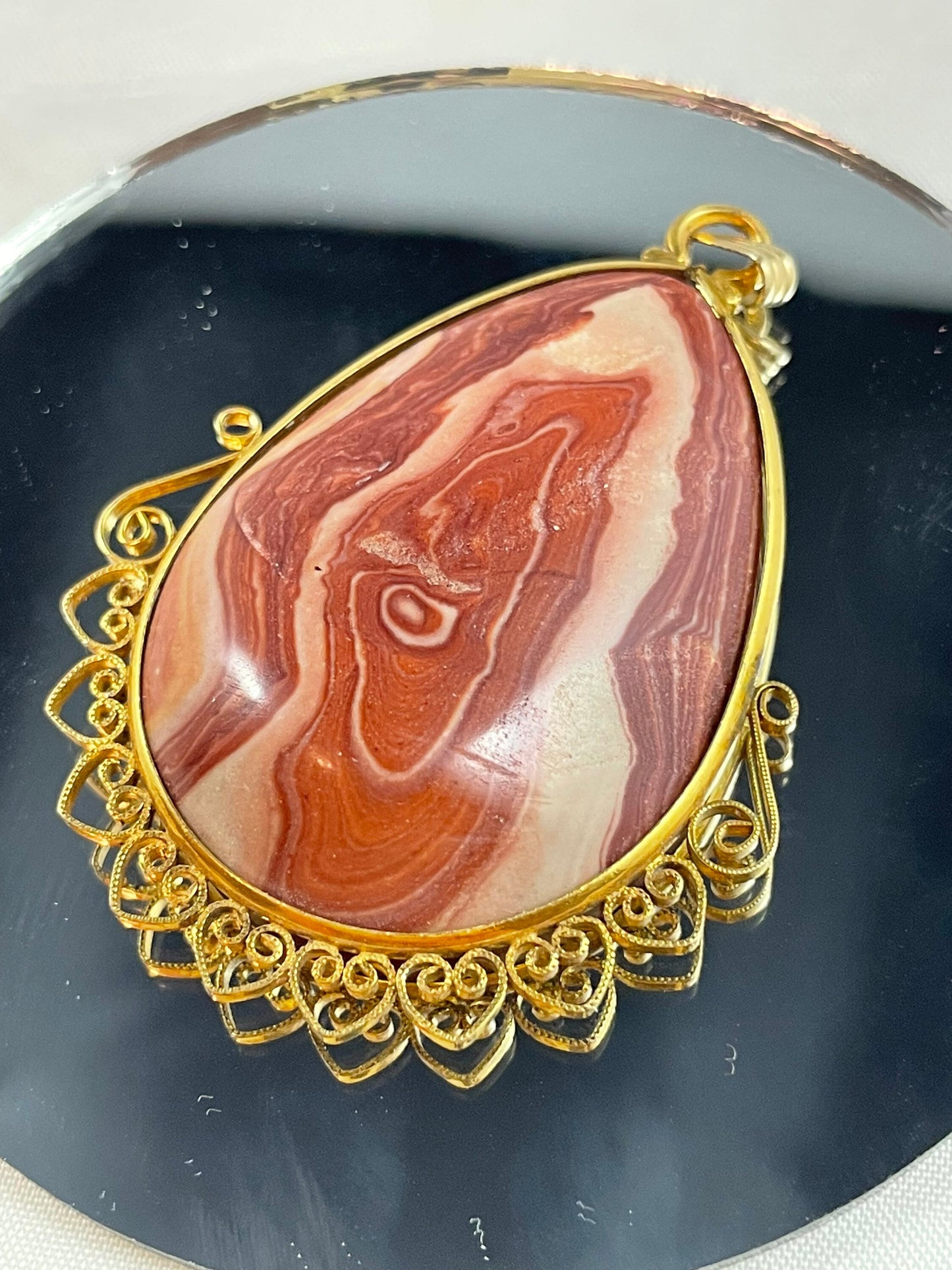 Red Jasper with Quartz Necklace Pendant