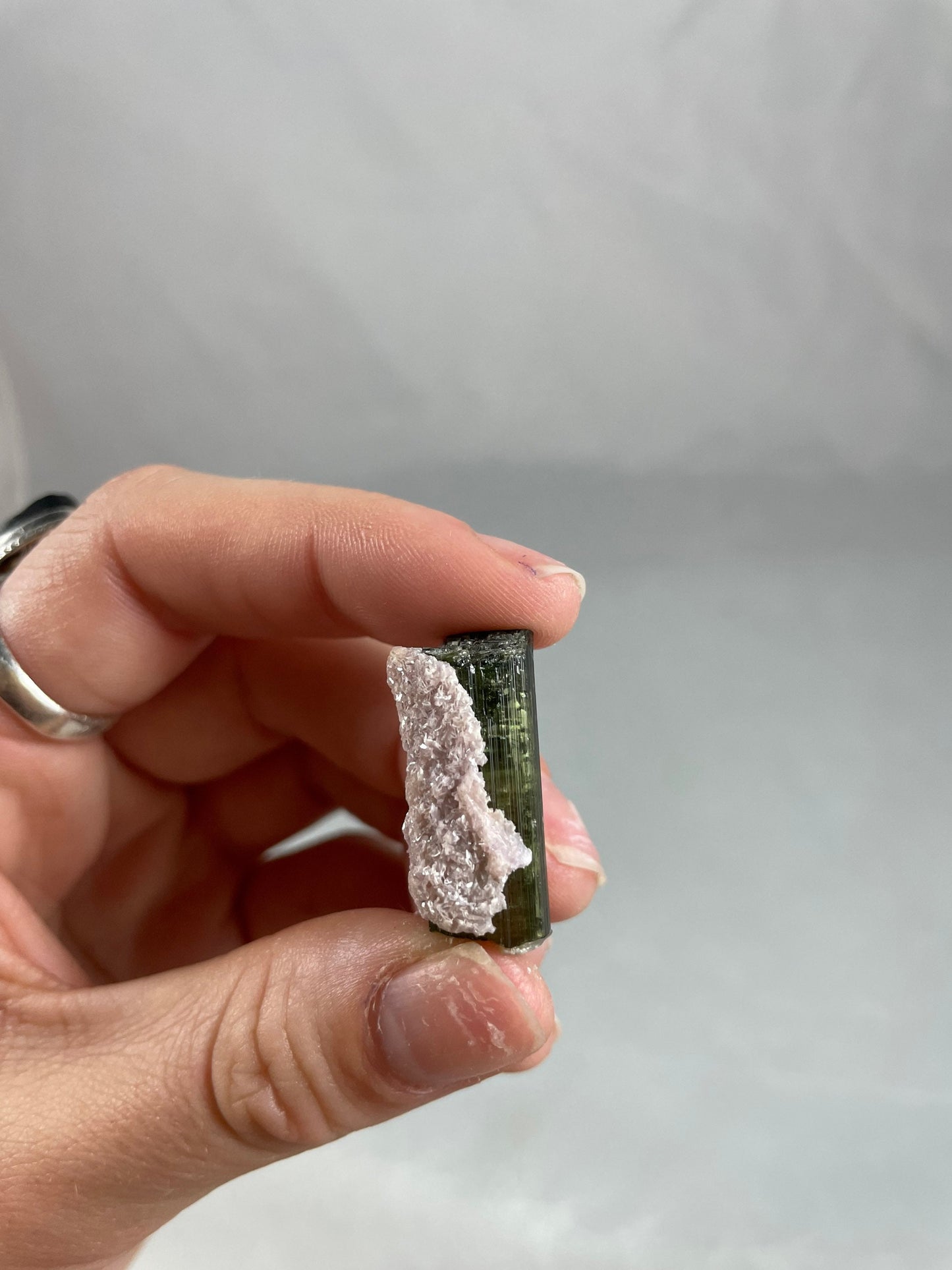 Green Tourmaline with Lepidolite
