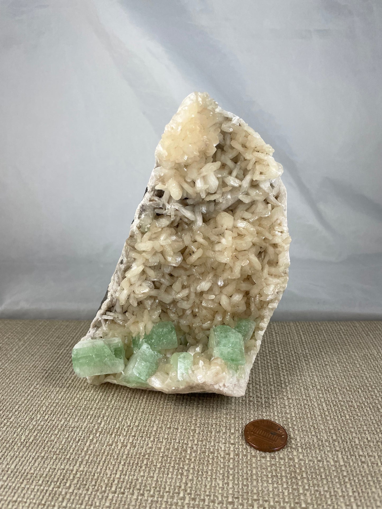 Green Apophyllite on Stilbite