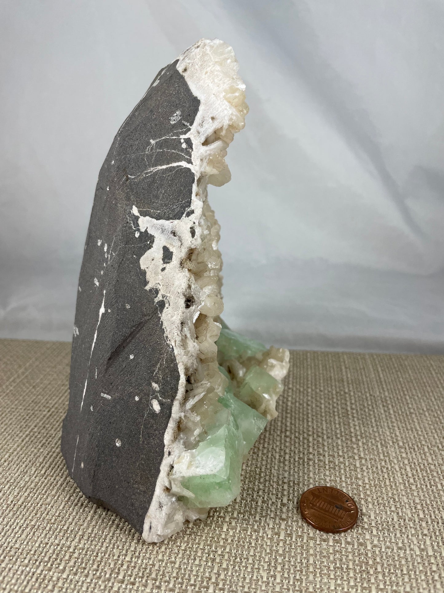 Green Apophyllite on Stilbite