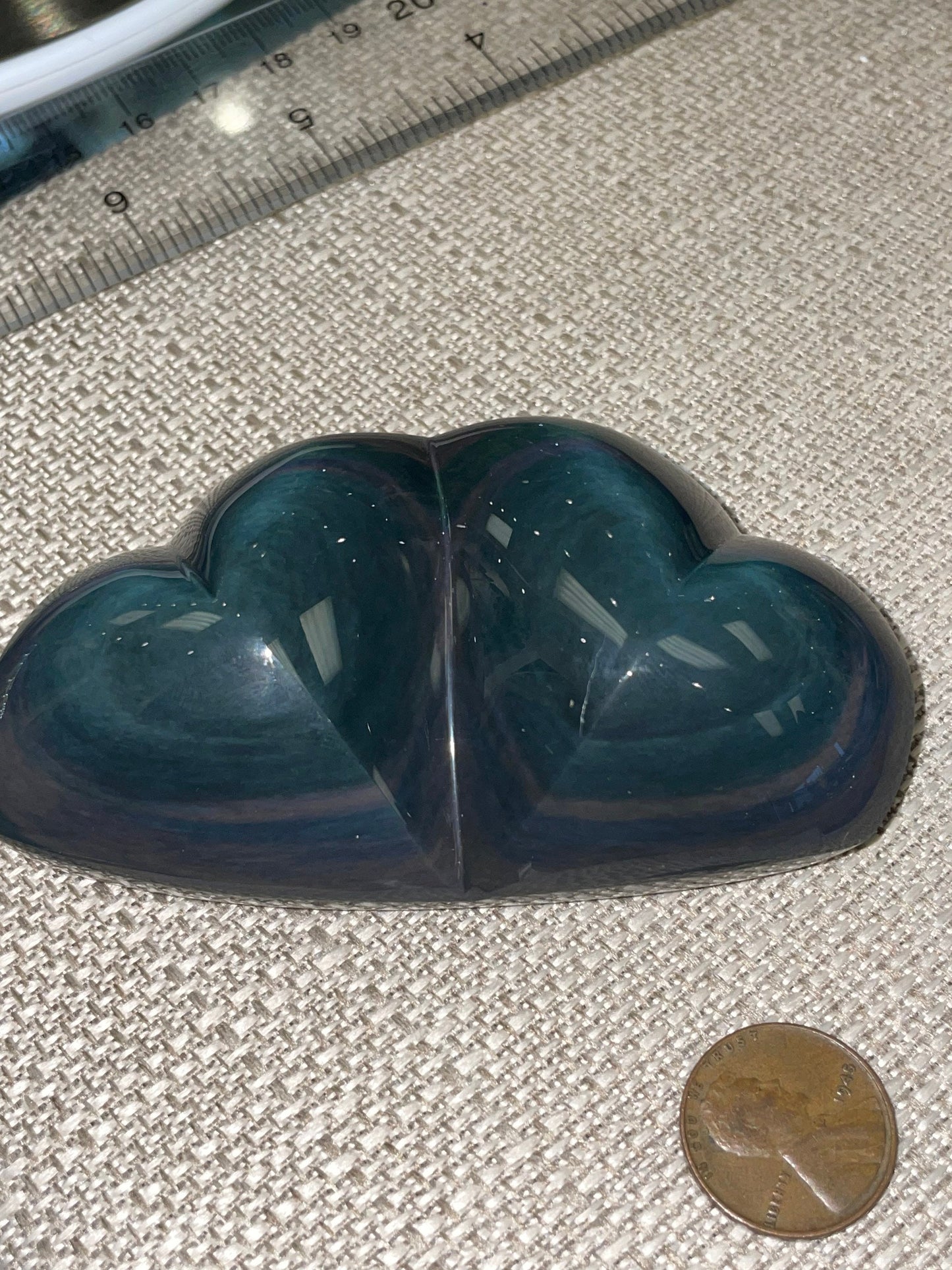 Rainbow Obsidian Pair of Hearts