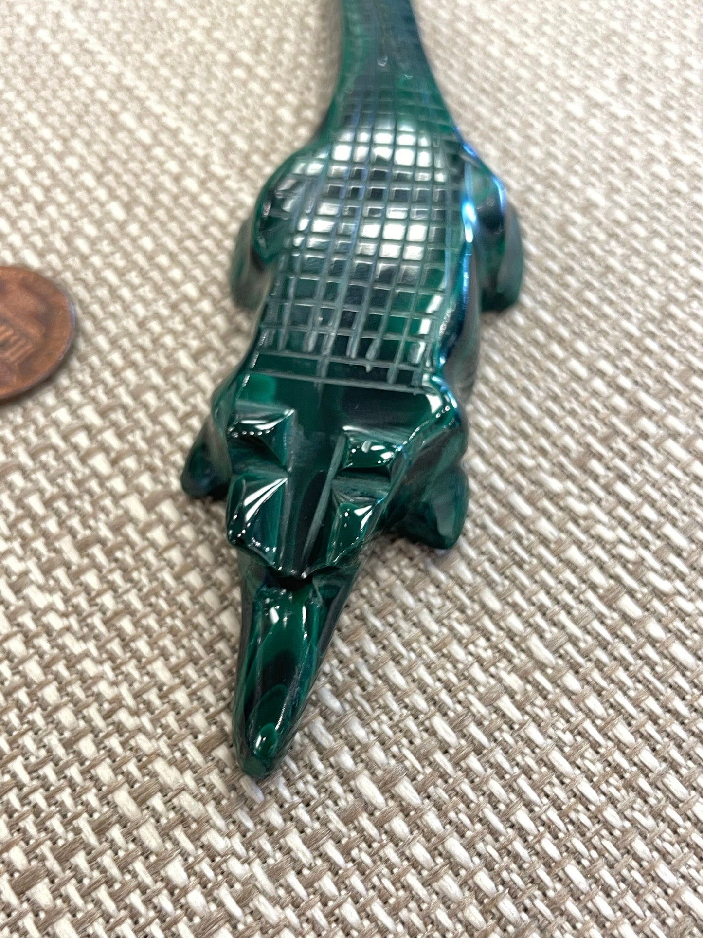 Malachite Alligator Figurine