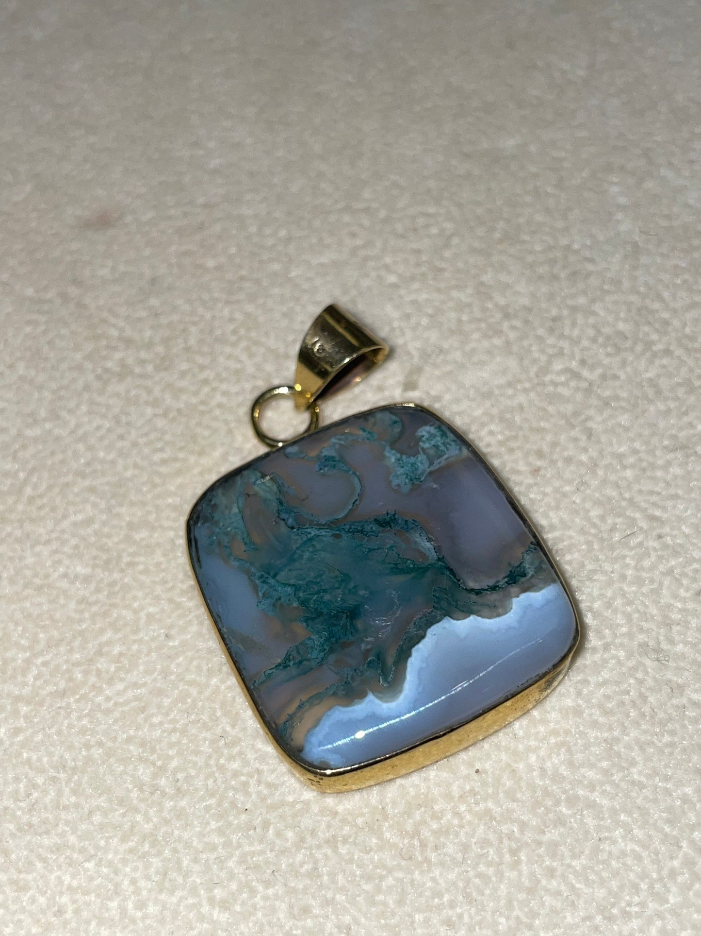 Moss Agate Square Pendant