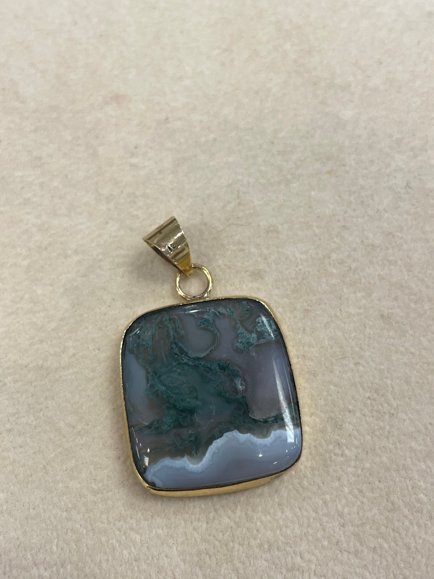 Moss Agate Square Pendant