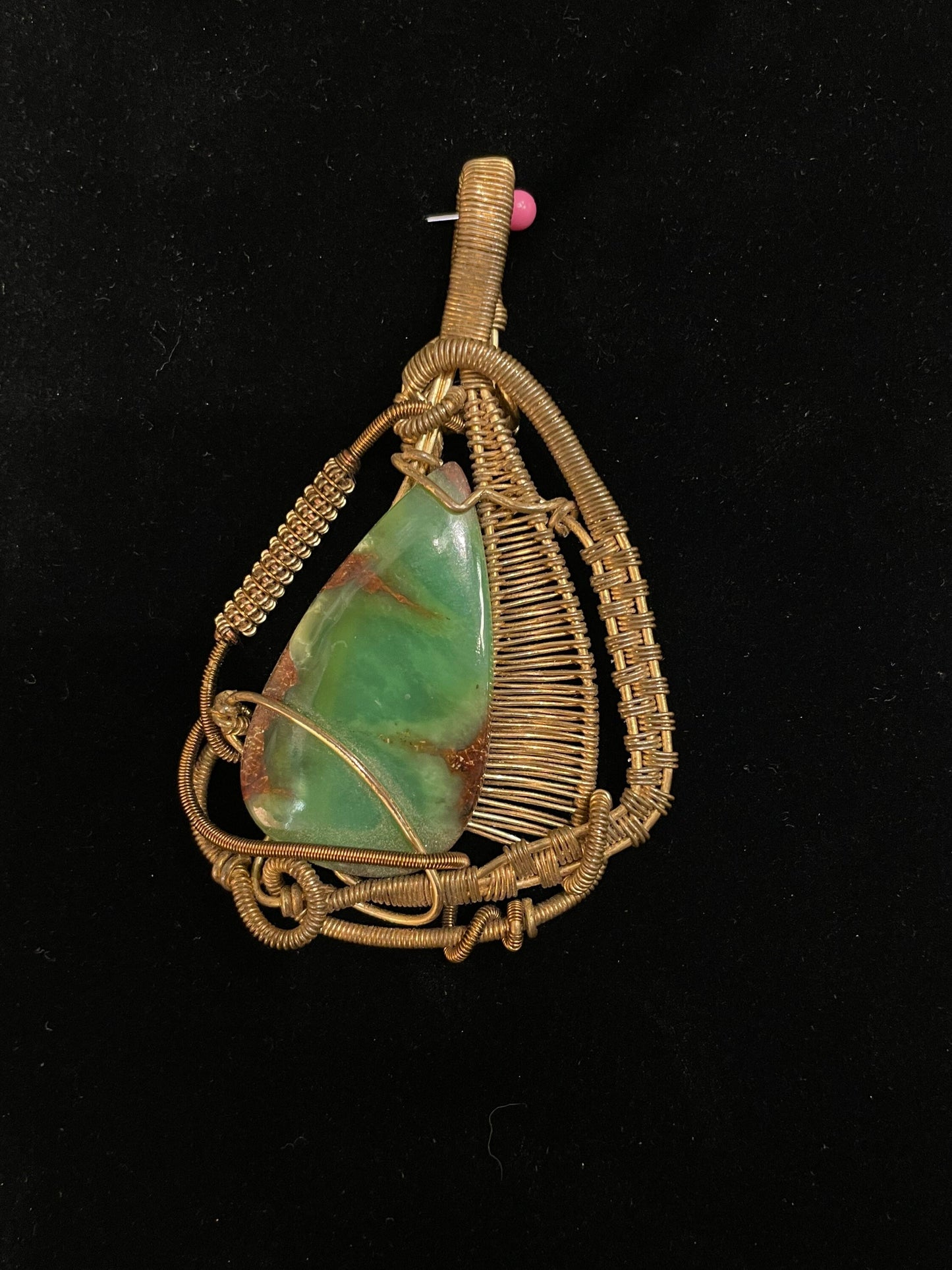 Chrysoprase Wire-wrapped Pendant