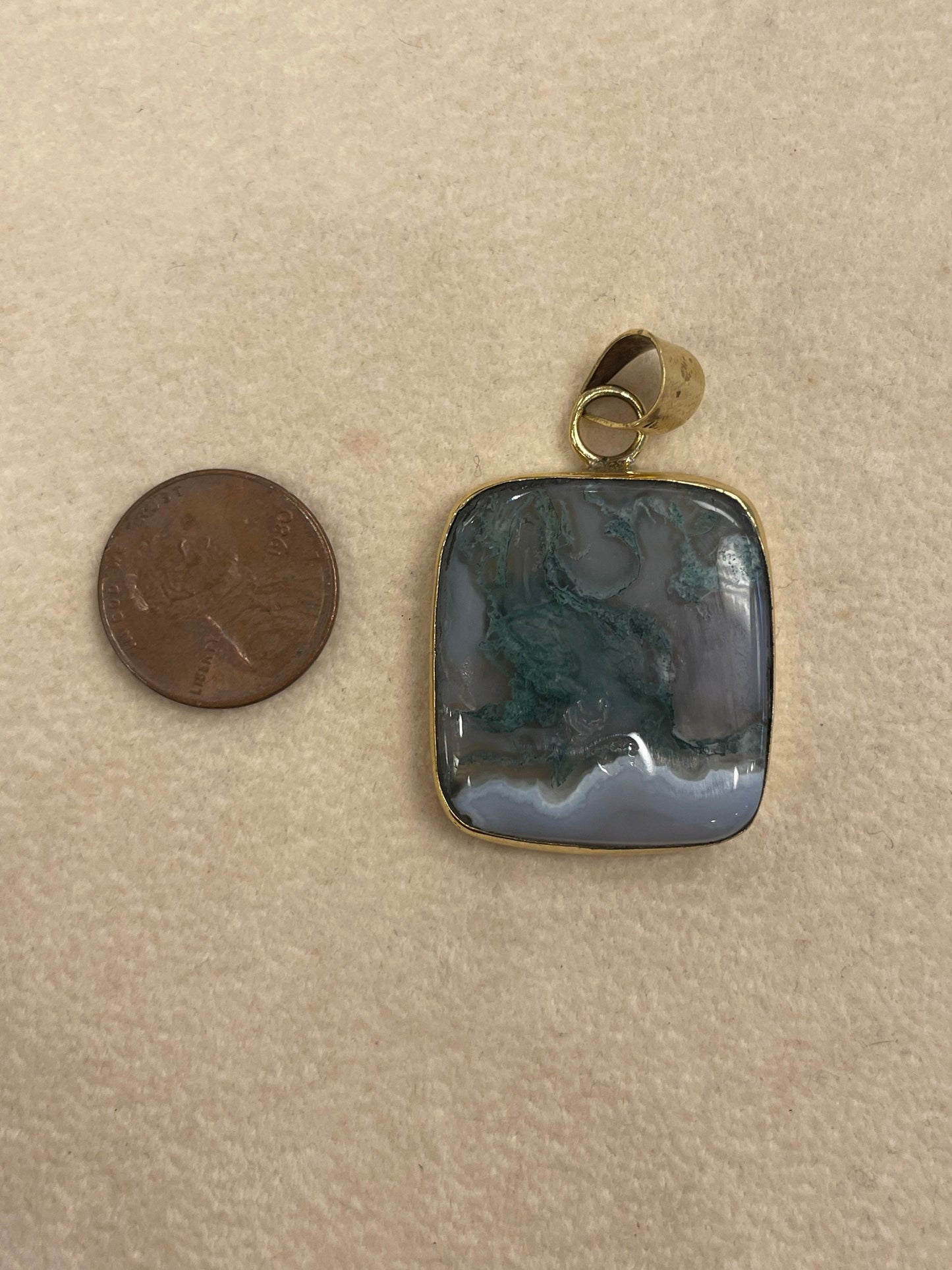 Moss Agate Square Pendant