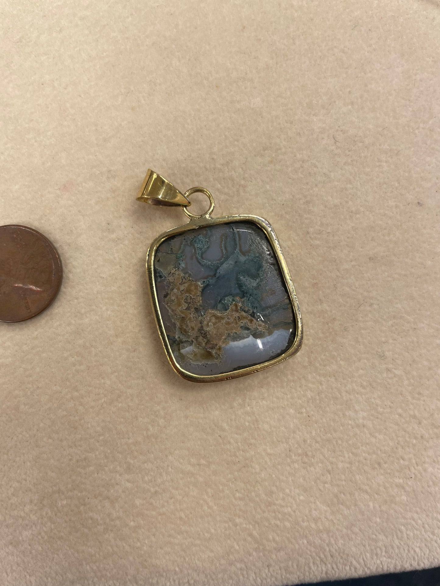 Moss Agate Square Pendant