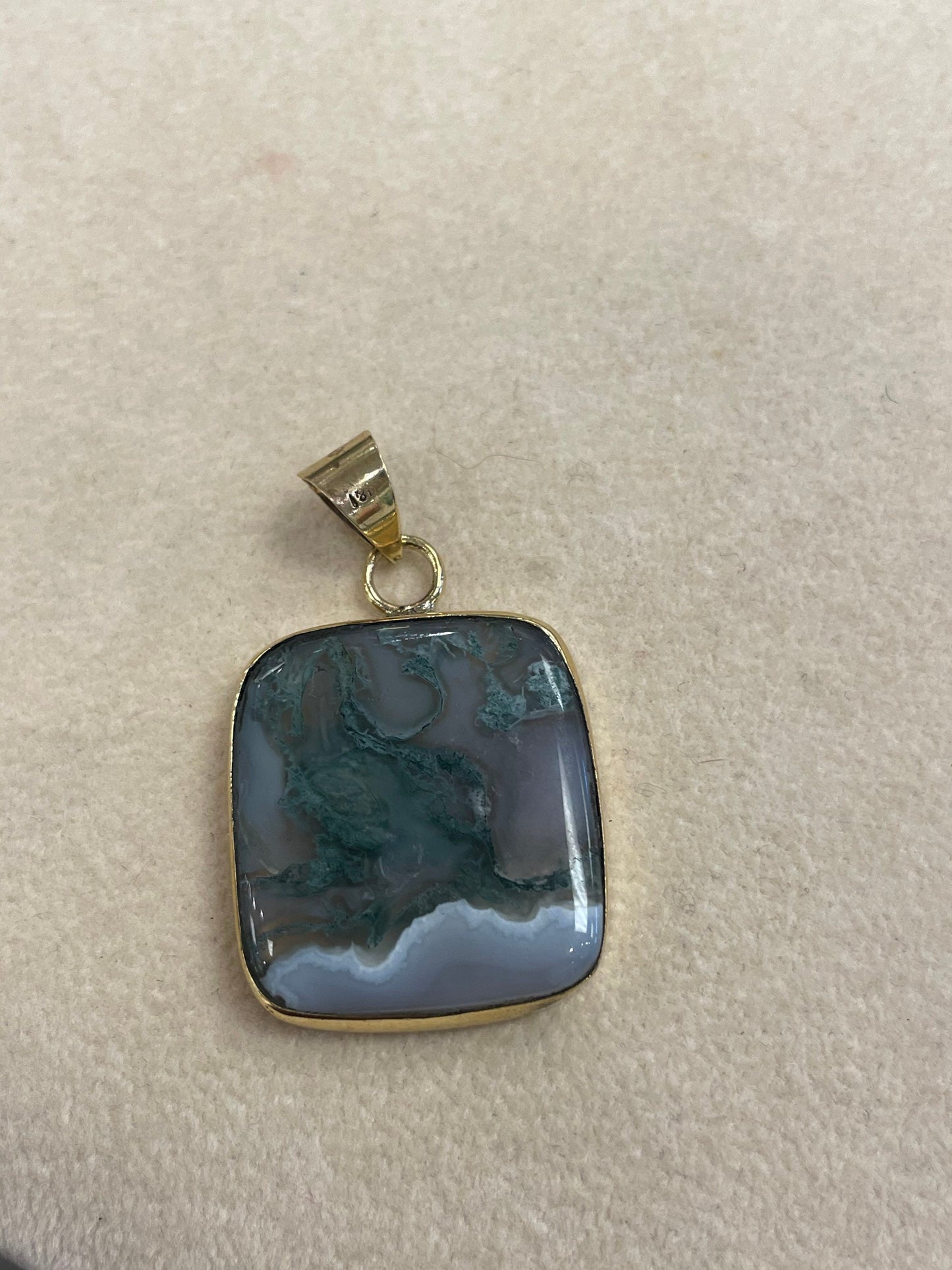 Moss Agate Square Pendant