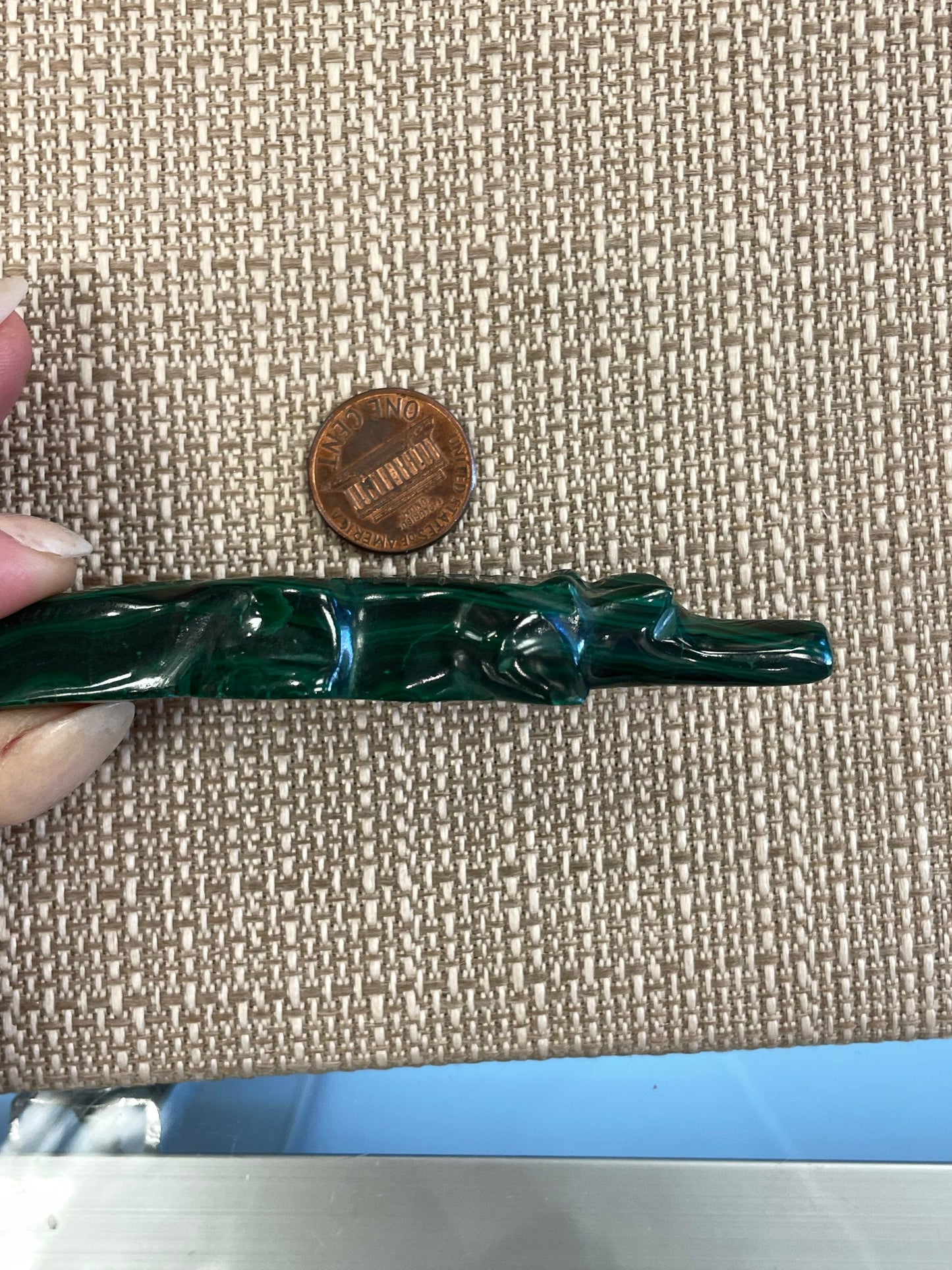 Malachite Alligator Figurine