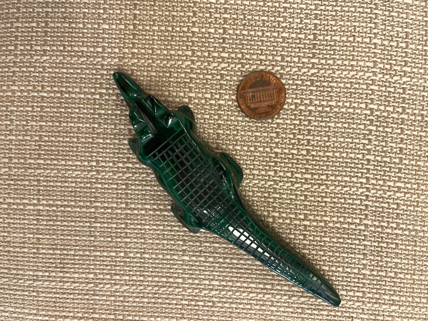 Malachite Alligator Figurine