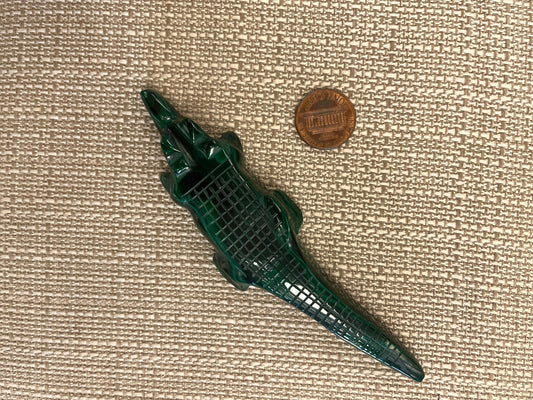 Malachite Alligator Figurine