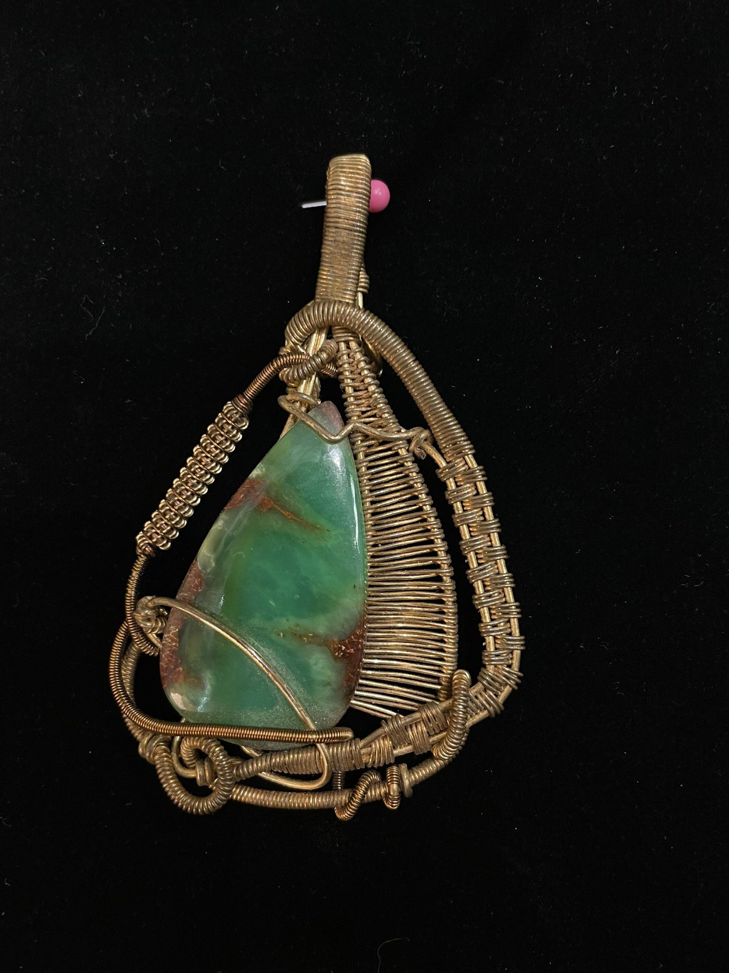 Chrysoprase Wire-wrapped Pendant