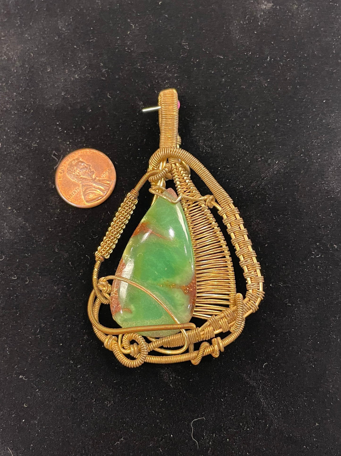 Chrysoprase Wire-wrapped Pendant