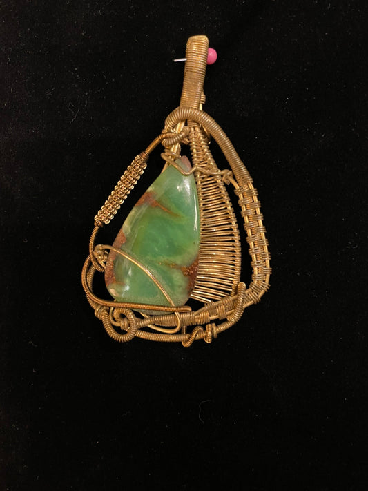 Chrysoprase Wire-wrapped Pendant