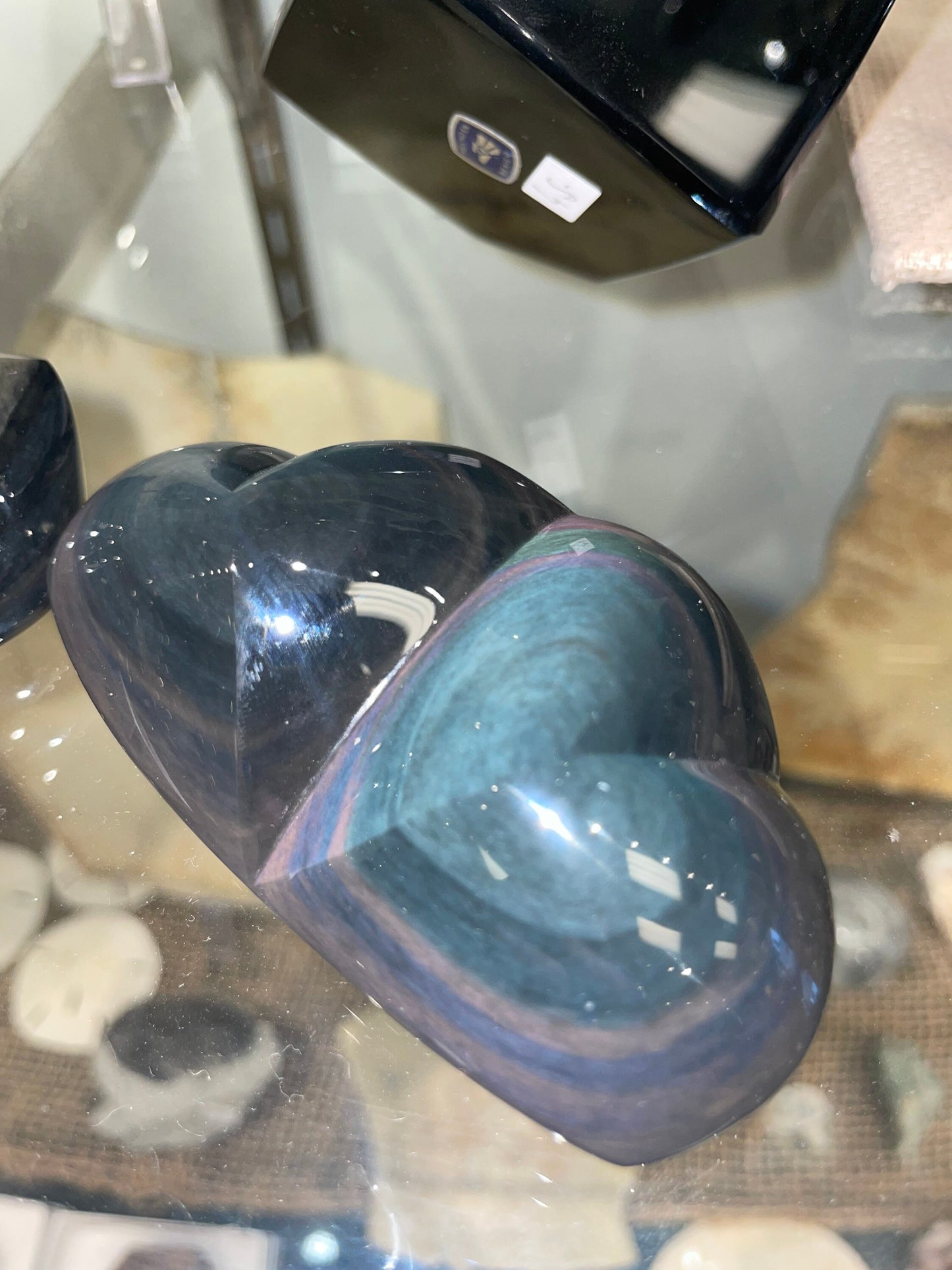 Rainbow Obsidian Pair of Hearts