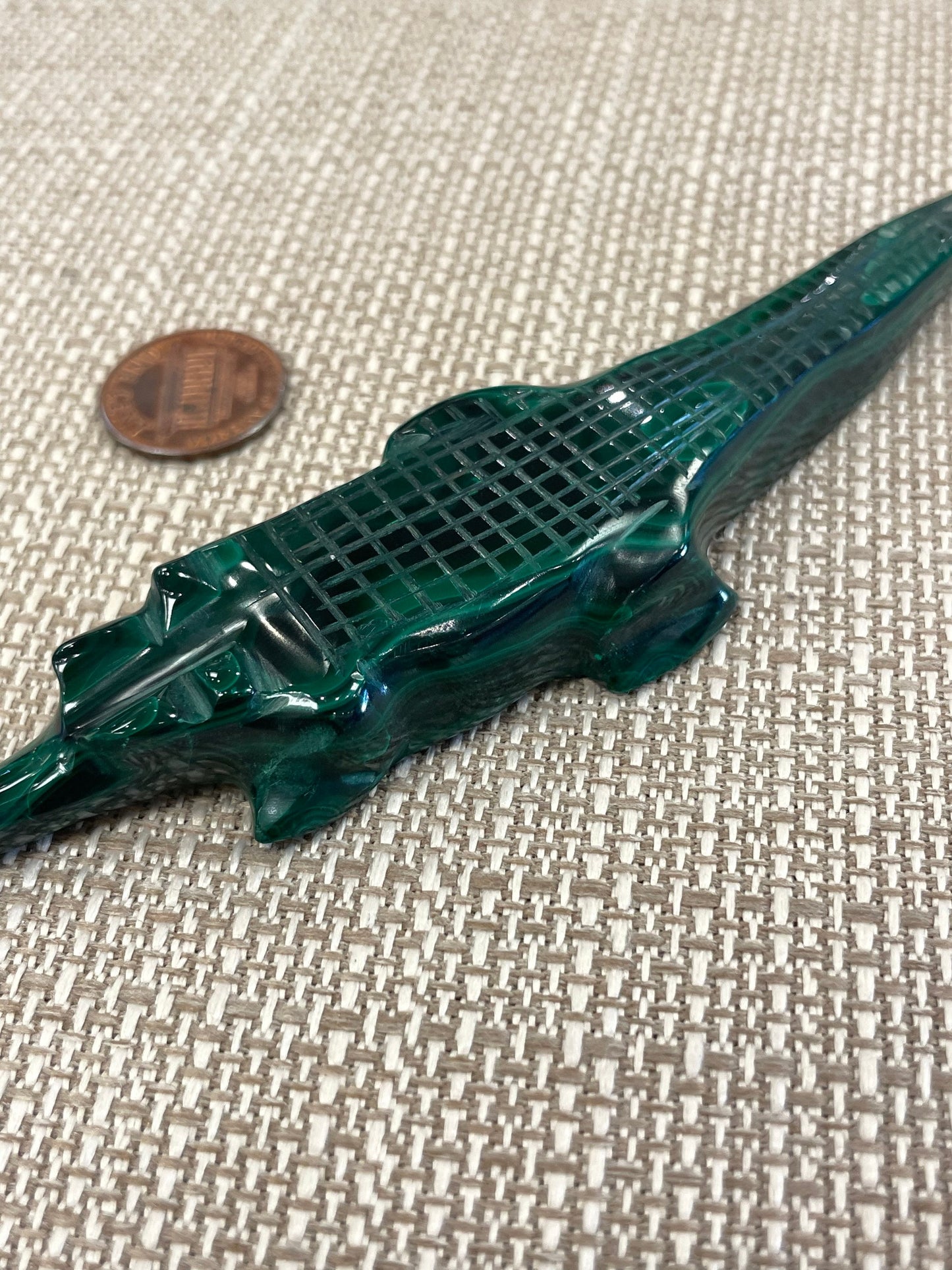 Malachite Alligator Figurine