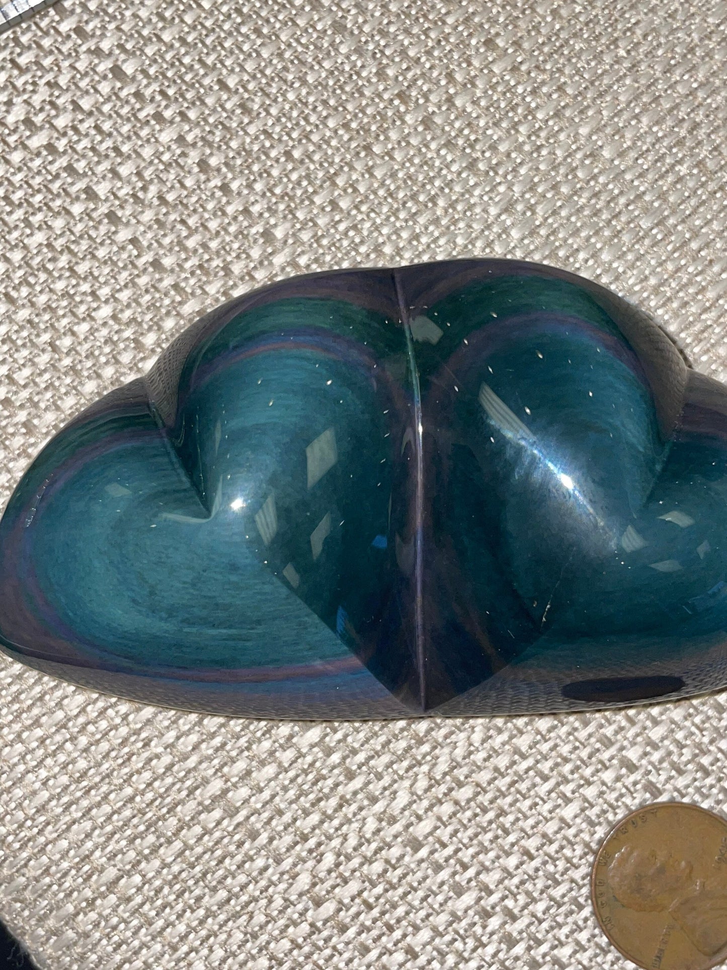 Rainbow Obsidian Pair of Hearts