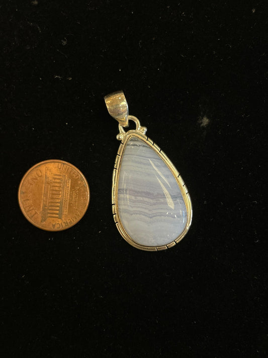 Teardrop Blue Lace Agate Pendant