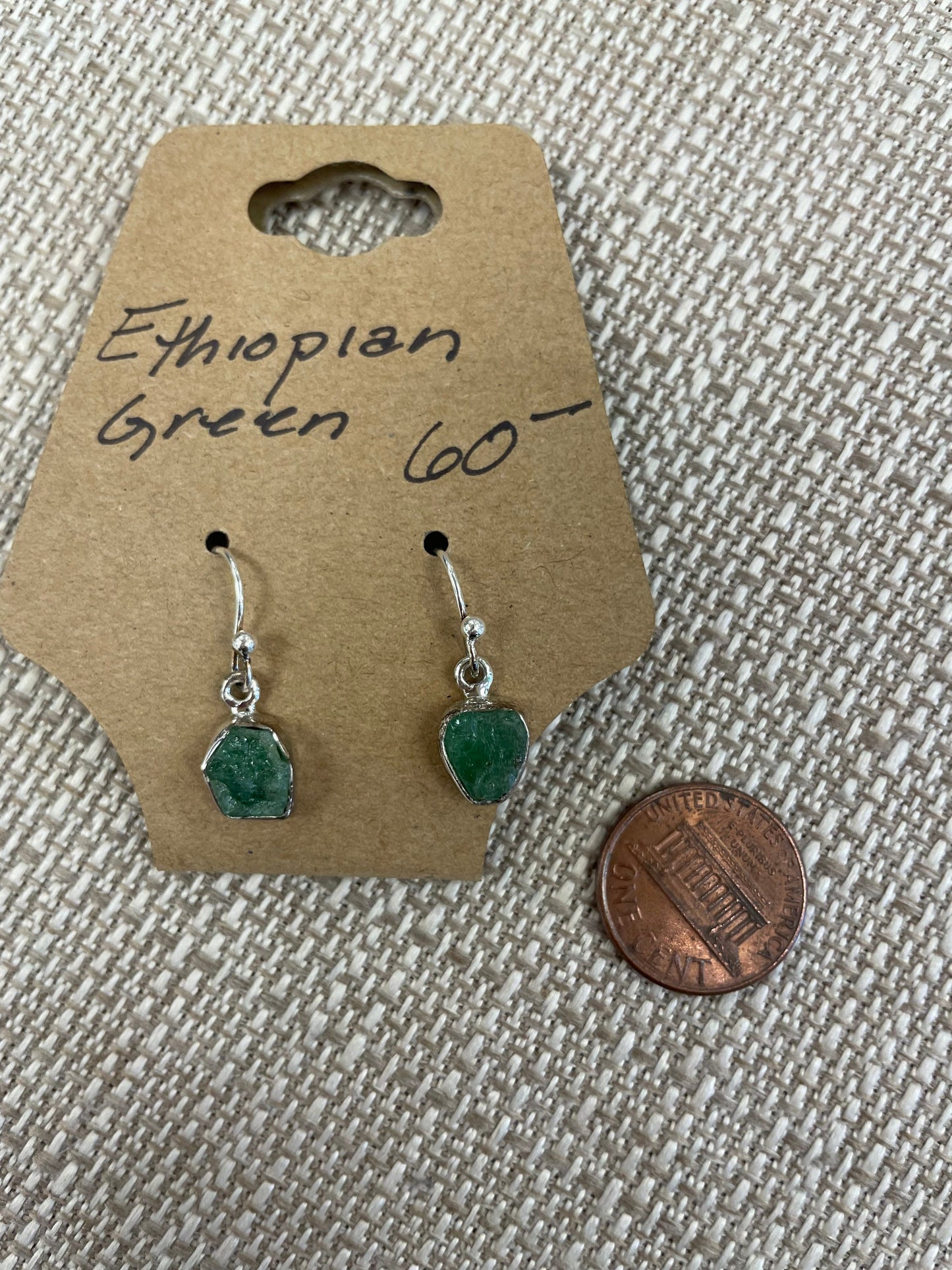 Ethiopian Green Emerald Earrings