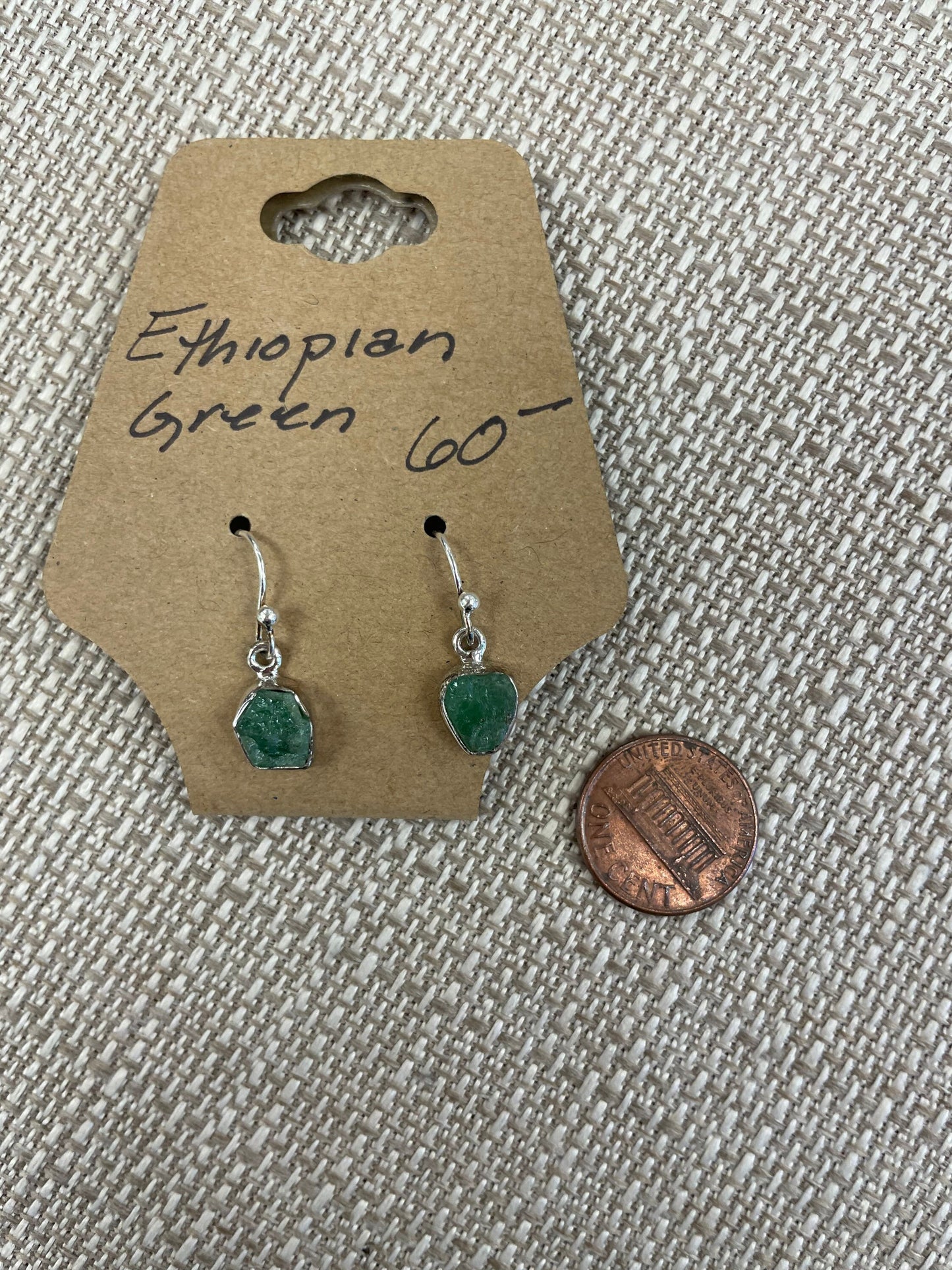 Ethiopian Green Emerald Earrings