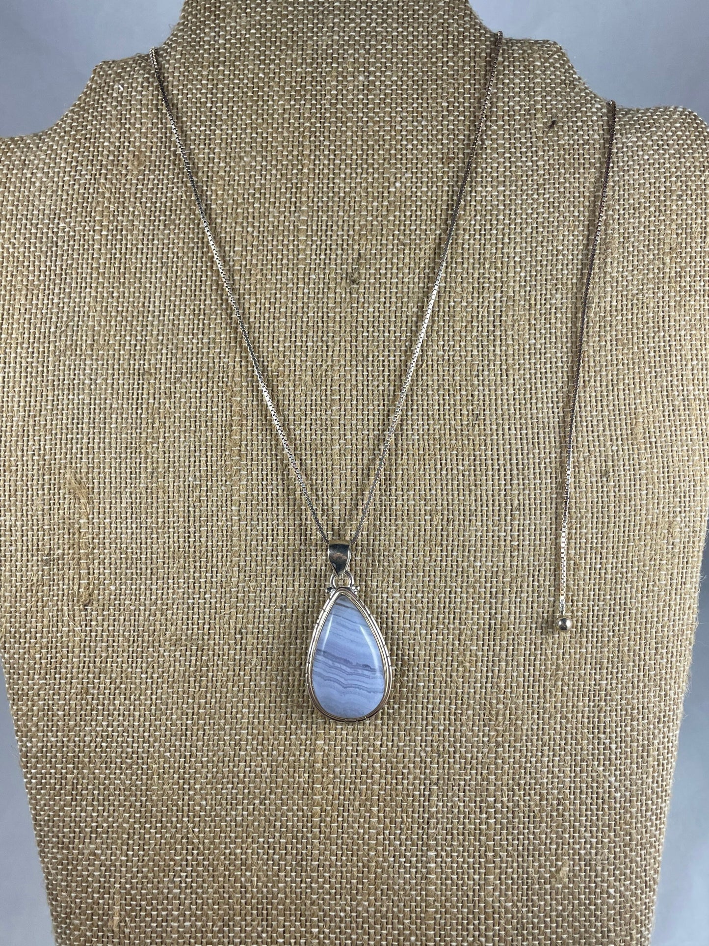 Teardrop Blue Lace Agate Pendant