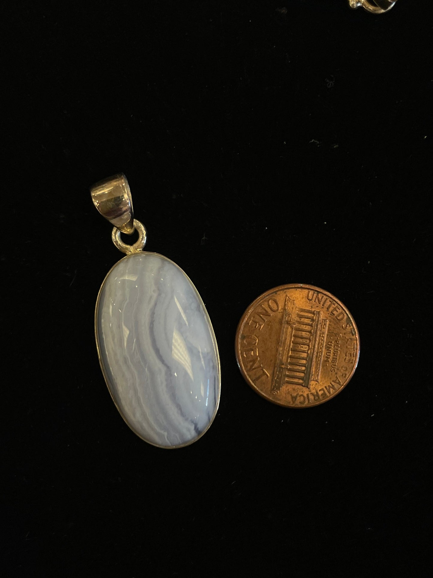 Blue Lace Agate Sterling Silver Pendant