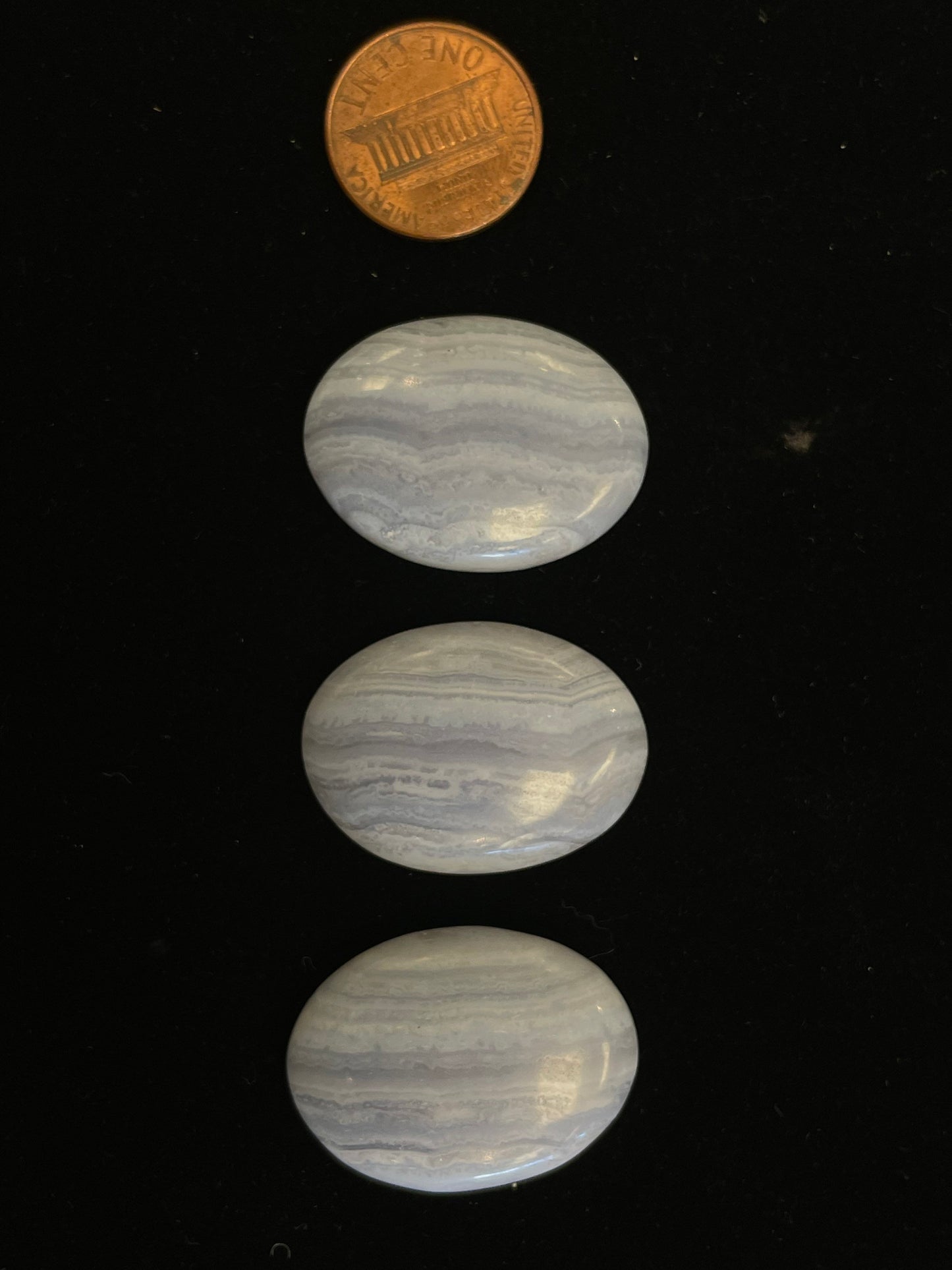 Three Blue Lace Agate Cabochons