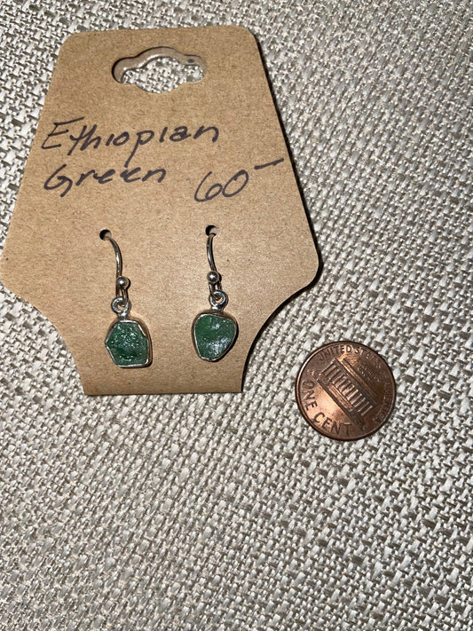 Ethiopian Green Emerald Earrings